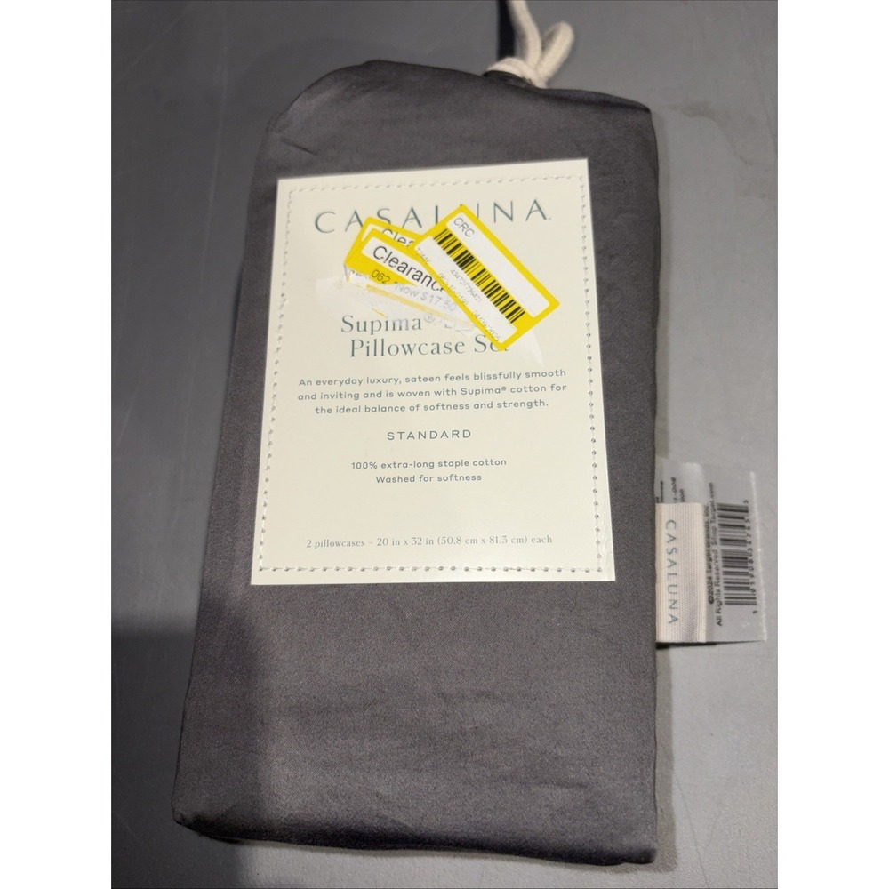 Casaluna Supima Sateen Pillowcase Set Standard Dark‎ Grey